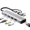 USB Type C to RJ45 100mbps/1000mbps Ethernet Networking Adapter USB3.0 USB2.0 Data Transfer Hub for Laptop Accessories