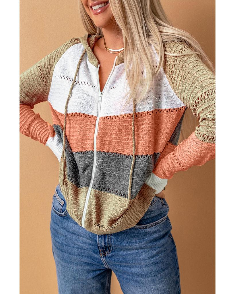 Azura Exchange Толстовка с капюшоном из цветного трикотажа с застежкой-молнией спереди