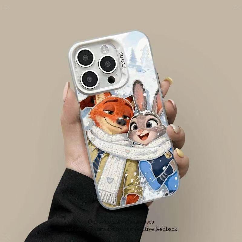 Чехол для iPhone 17 Pro Max Серебристый - Зверополис - Джуди и Ник Мультяшная Защитная Крышка 16/15