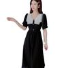 French retro tea break Hepburn style A-shaped skirt for women's summer new temperament waist and thin small black dress