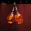 Diamonding Jewelry Retro Oval Shaped Faux Amber Dangle Hook Earrings Women Piercing