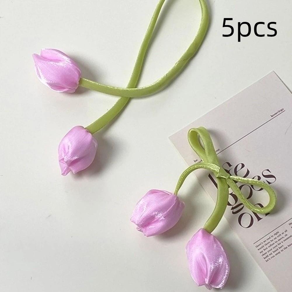 5Pcs Ornaments Tulip Lace-up Straps Sweet Hair Cord Accessories Elegant Curtain Tieback  Cake