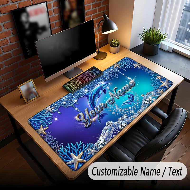 Fish Ocean Theme Custom Mouse Pad Personalized With Name Text Customized Desk Mat For Office Home Decor