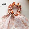 Vintage Pastoral Style Hair Bows Fall Pumpkin Maple Leaf Tie for Women, Bow Knot Ribbon Ponytail Autumn Harvest Ties Holder, Soft Fabric Elastic