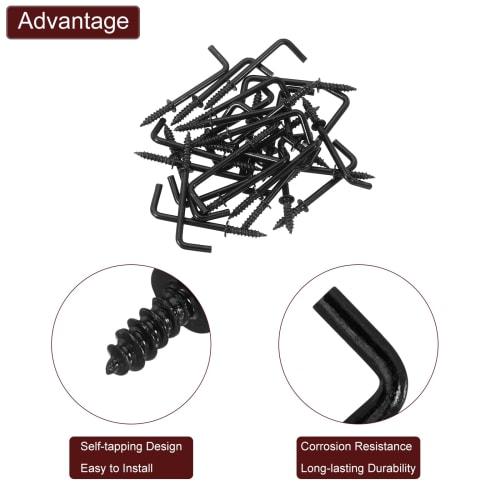 uxcell Western-style Bent Nails, 42mm Total Length, Pack of 50, Right-Angle Hooks, Screw Hooks, L-Shaped Metal Fittings, Carbon Steel, for Constructio