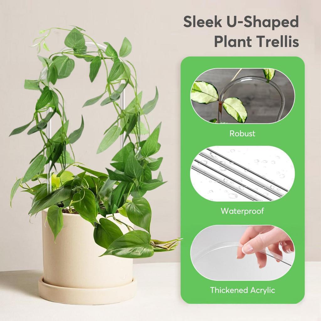 2pcs Garden U-shaped Acrylic Plant Climbing Frame Transparent And Durable Suitable For Indoor Vine And Flower Pot Support
