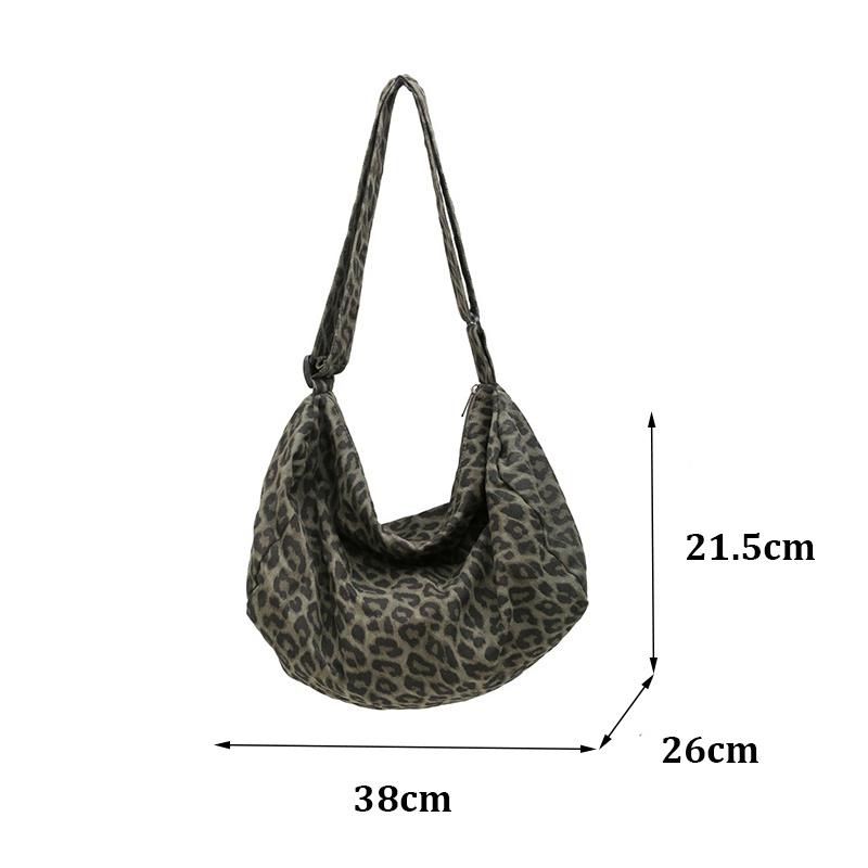 New Women's Bag Leopard Print Canvas Crossbody Bag Y2K Trendy Travel Shoulder Bags Tote Bag Female Student Handbags CLE