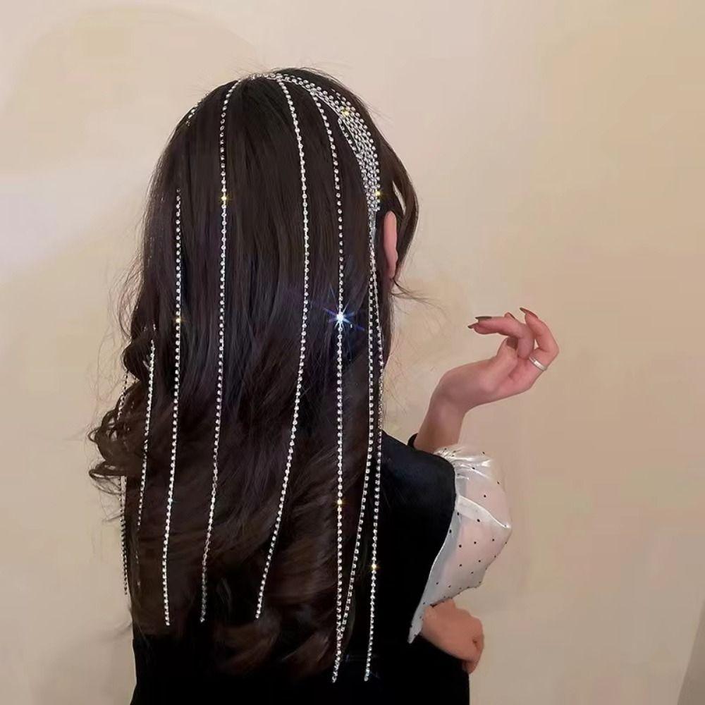 Reflection Rhinestones Tassel Headband Luxury Shiny Hair Accessories Girls Headwear  Women