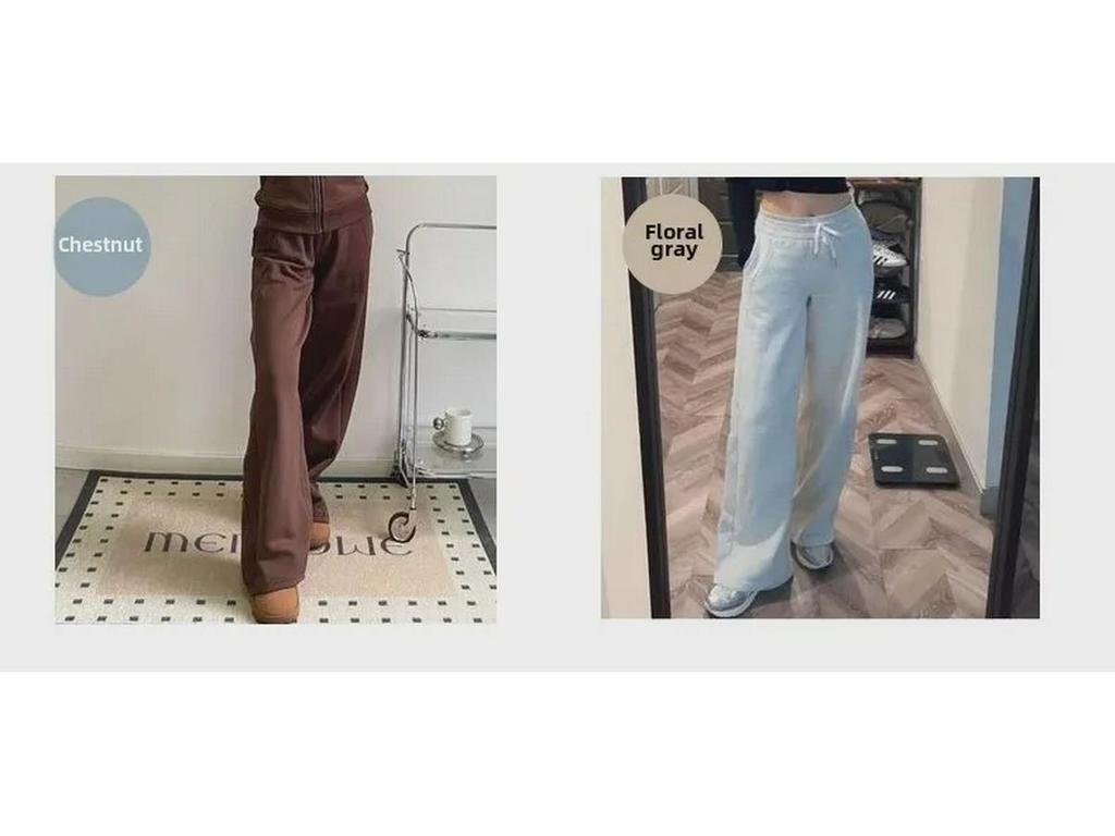 Lulu Velvet Scuba Wide-Leg Drawstring Pants - Mid-Waist, Casual, Loose Fit for Autumn/Winter