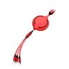 Retractable 3 In 1 USB Cable 4ft Silicone Multi Charging Cable Organizer with Lightning/Type-C/Micro USB Connector for Android iOS Phones