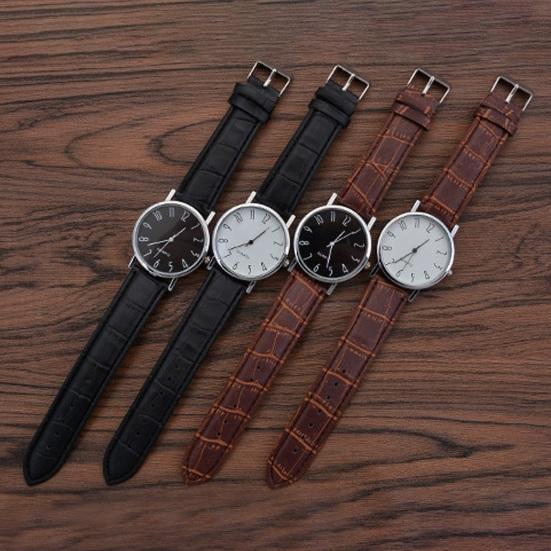 Мужские кварцевые часы с круглым стеклянным циферблатом, четкий принт, разборчивый, высокая точность, регулируемый ремешок из искусственной кожи, декоративные мужские наручные часы, бизнес-подарок