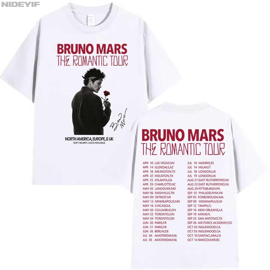 Футболка Bruno Mars The Romantic Tour для мужчин и женщин, хип-хоп, уличная одежда, оверсайз, хлопковая футболка BM5