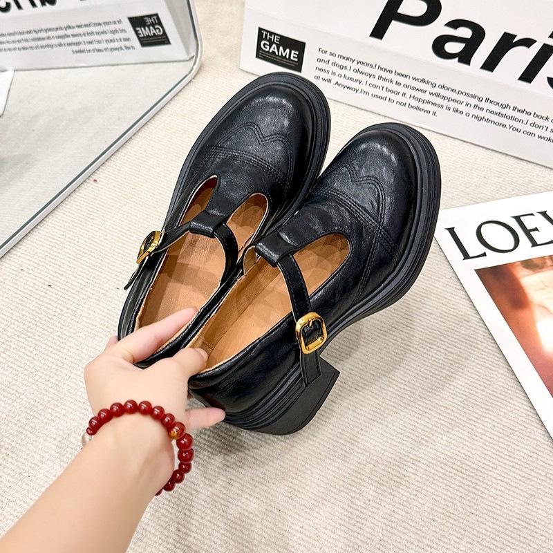 Мэри Джейн маленькие кожаные туфли женские новые осенние туфли для униформы студенческие туфли на высоком каблуке одинарные туфли