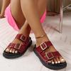 Fashion Women Buckle Shoes Ladies Flats Double Strap Platform Slides Sandalias Mujer Couples Cork Summer Open Toe Beach Slippers