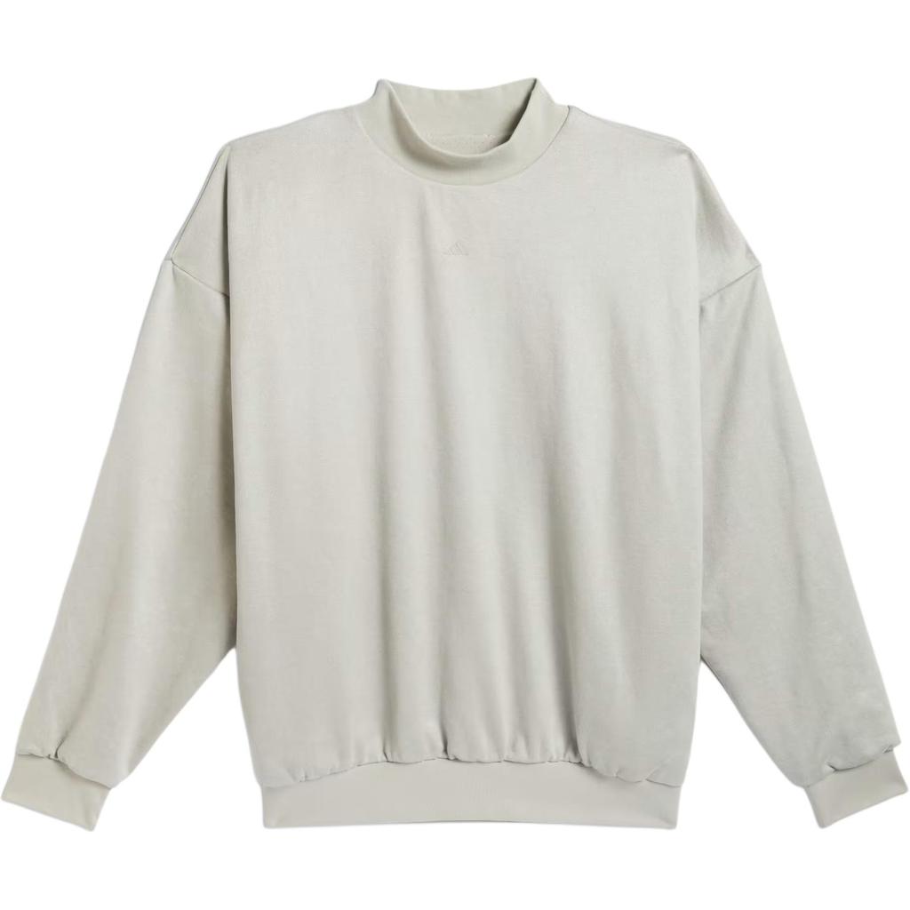 Adidas 2024 Collection Chapter Solid Color Logo Print Crew Neck Sweatshirt Unisex Tops Sesame IN7698