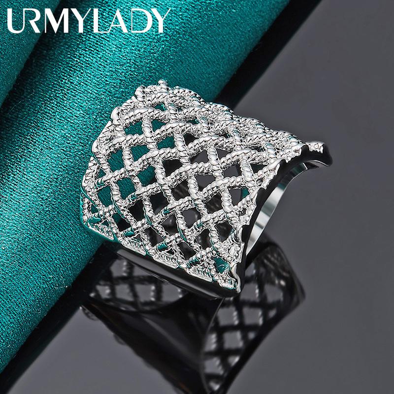 Сетчатое кольцо из стерлингового серебра 925 пробы 6, 7, 8, 9, 10 для женщин, очаровательные ювелирные изделия