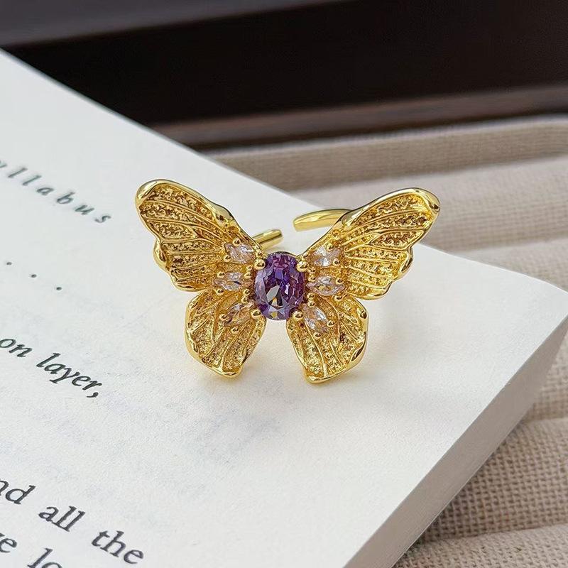 Средневековое французское ретро кольцо с открытой шинкой и полным бриллиантом, модное, с высоким чувством стиля и темпераментом, нишевый дизайн, изысканные бриллиантовые аксессуары для женщин