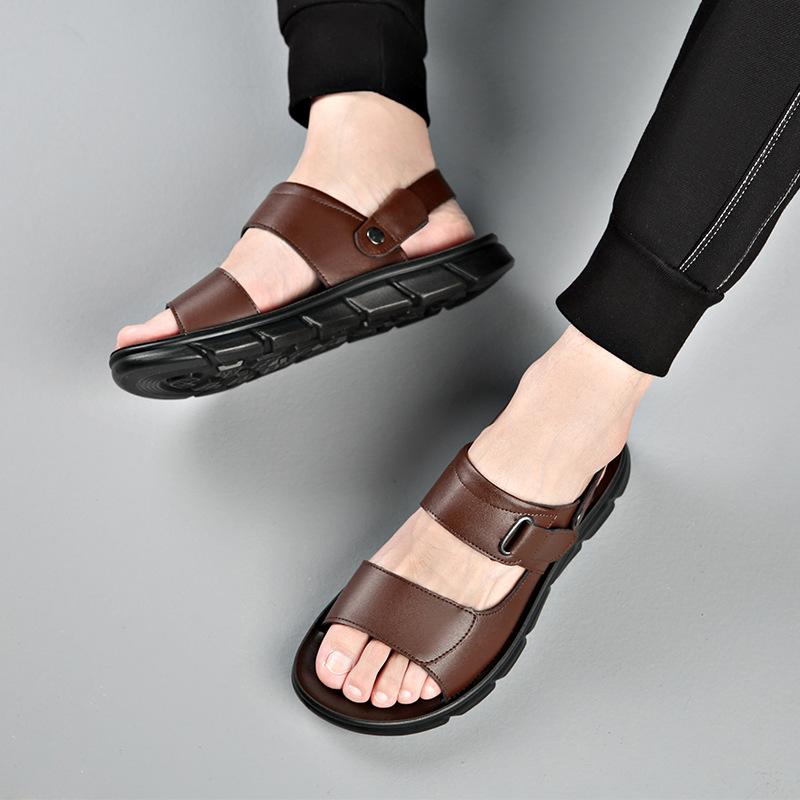 Модные мужские новые летние мужские сандалии с открытым носком Модные тенденции Пляжная обувь Тапочки Мужские сандалии Мужские сандалии Летние кожаные сандалии drt