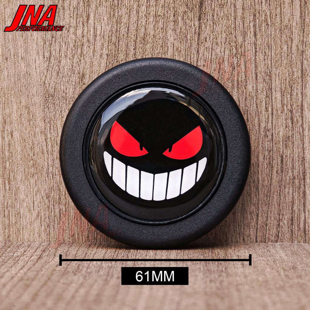 Black Devil Demon Sports Steering Wheel Horn Push Button JDM Universal Racing Car Horn Cover PC-HB01