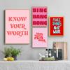 Inspirational Quote Know Your Worth Smile And Be Happy Poster Canvas Painting Abstract Wall Art For Living Room Home Decor