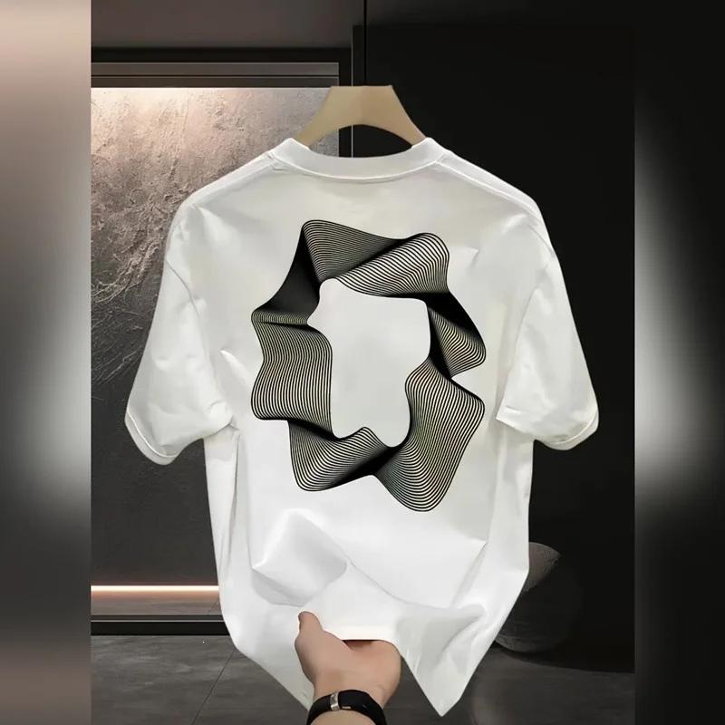 Opening Sale Mens D Optical Illusion TShirt Geometric Abstract Print Short Sleeve Crew Neck Casual Streetwear Top
