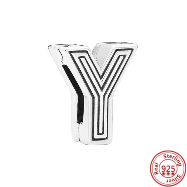 Стерлингового серебра 925 пробы, бусины, буквы, сердце, листья, круг, сверкающие клипсы, подвески, подходят для браслета с отражениями, ювелирные украшения