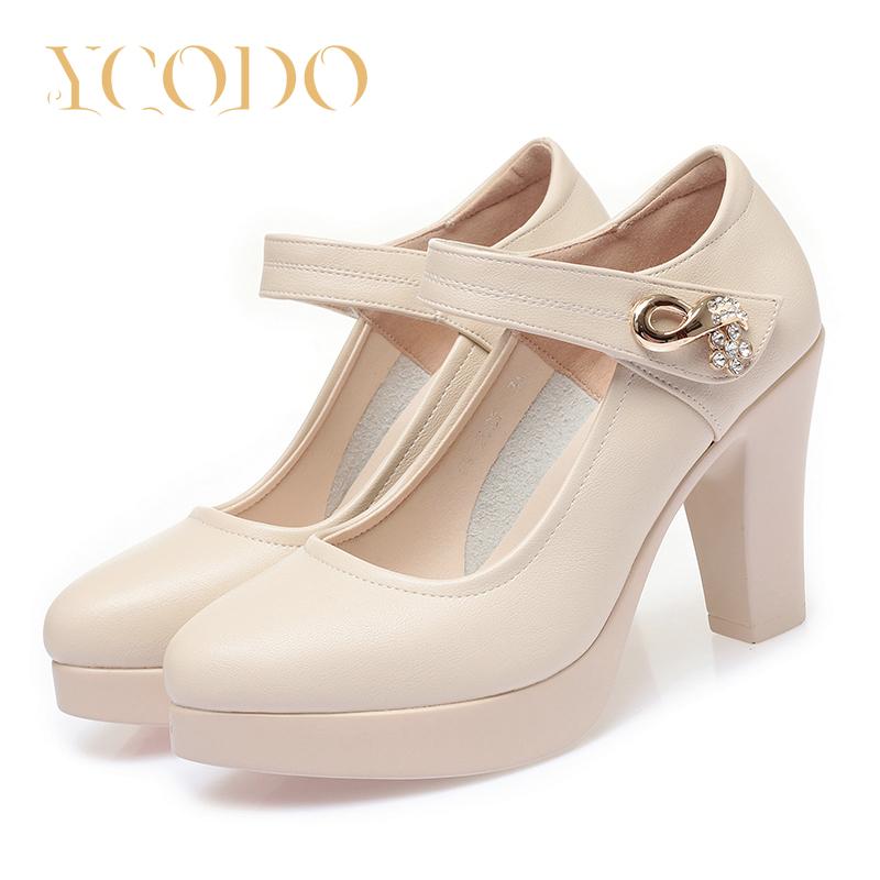 Удобные модельные туфли на высоком каблуке для студентов из натуральной кожи для женщин и девочек Мэри Джейн для девочек