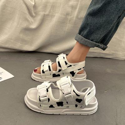 Женская обувь, черные сандалии для женщин, лето 2024, обувь с открытым носком, танкетка с платформой, водонепроницаемые, средний каблук, пряжки