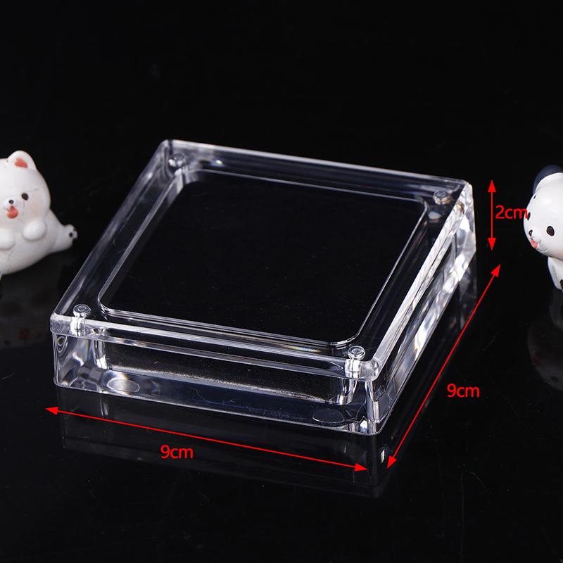 Acrylic Glass Top Gem Box Gemstone Diamond Display Stand Holder Storage Organizer Case