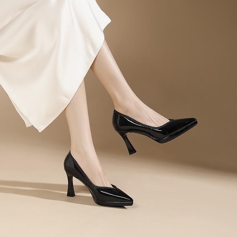 - Банкетные туфли на высоком каблуке женские с острым носком туфли-стилеты одинарные осенние новые водонепроницаемые на платформе не устают ноги женская обувь