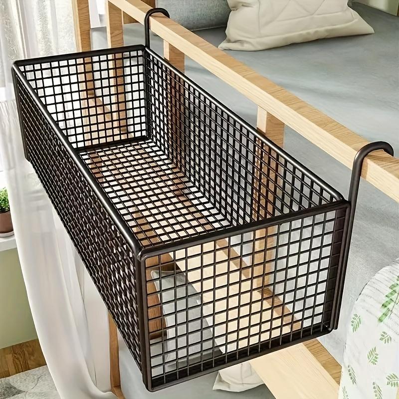 1pc Iron Bedside Storage Basket, Mesh Design Space Saving Under Bed Shelf, Bedroom Organizer and Storage Basket