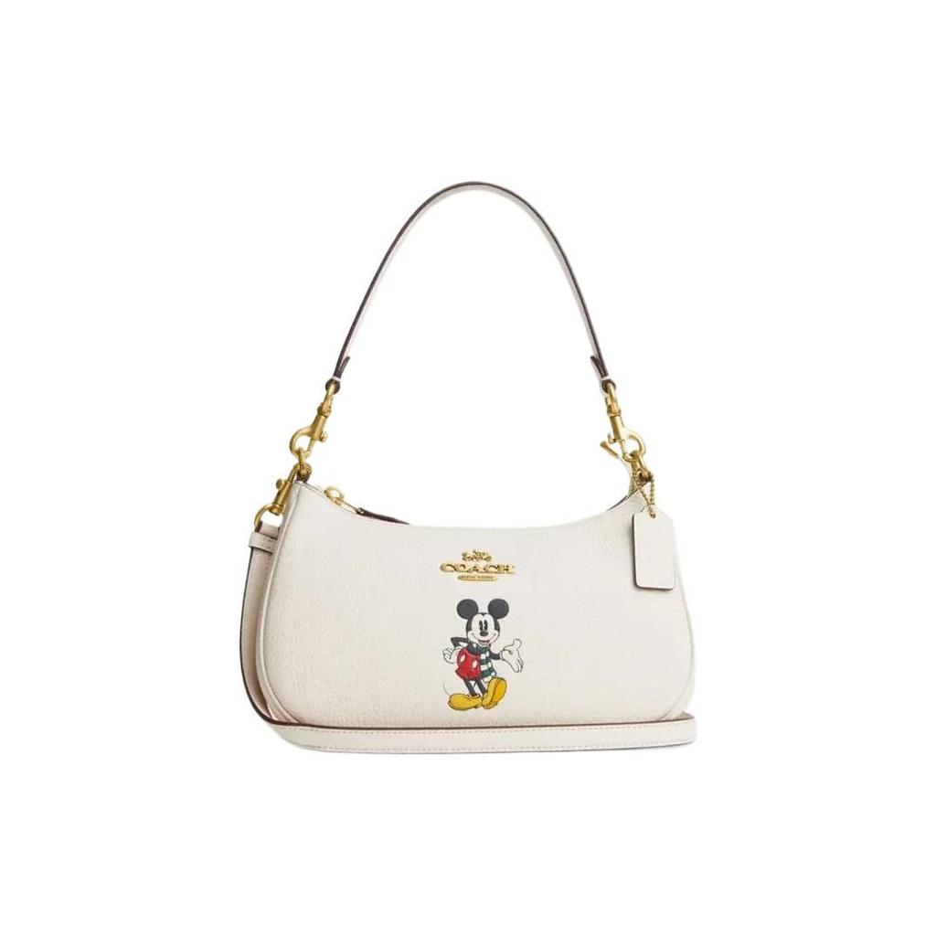 Coach Teri 25 Однотонная Сумка на плечо из кожи с принтом Микки Мауса Фурнитура Молния Женская сумка на плечо Белая CM859-B4CAH