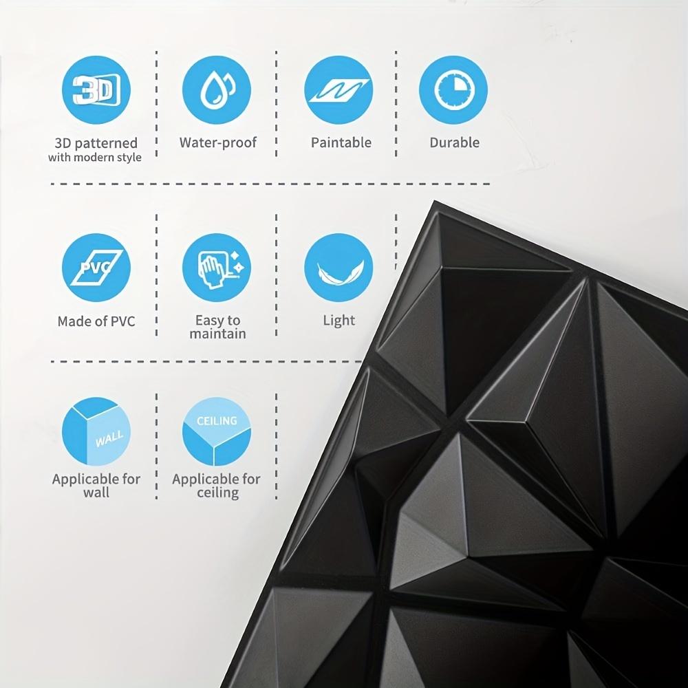 12pcs 11.8inx11.8in 3D Diamond Wall Panel for Living Roor Bedroom TV Background Decoration Company Office Interior Wall Decor