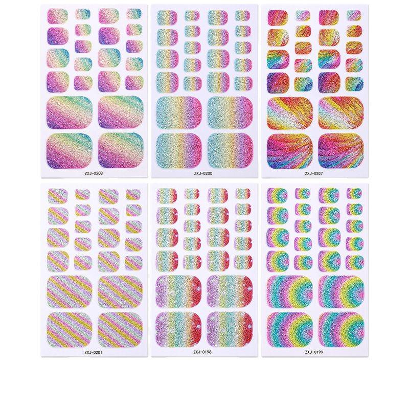 Летние радужные омбре блестящие водостойкие наклейки для ногтей на ногах