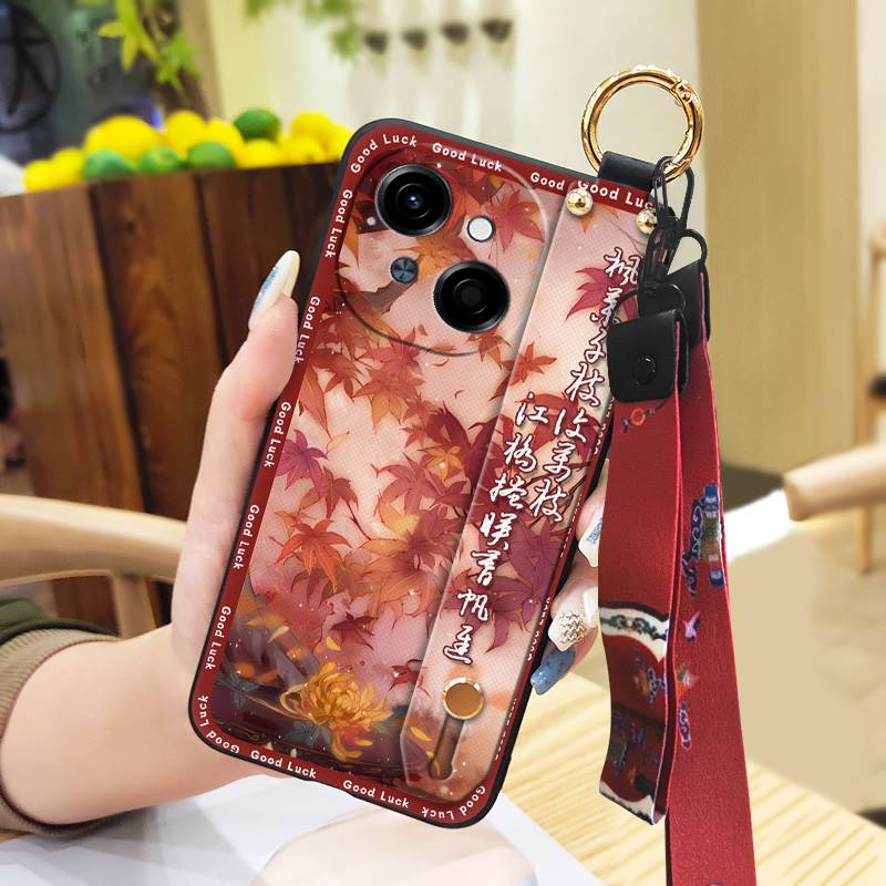 Грязеотталкивающий чехол для телефона с ремешком на запястье для Tecno POP9 4G/Spark GO 1/KL4 Противоударный Пыленепроницаемый Мягкий чехол Прочный ремешок