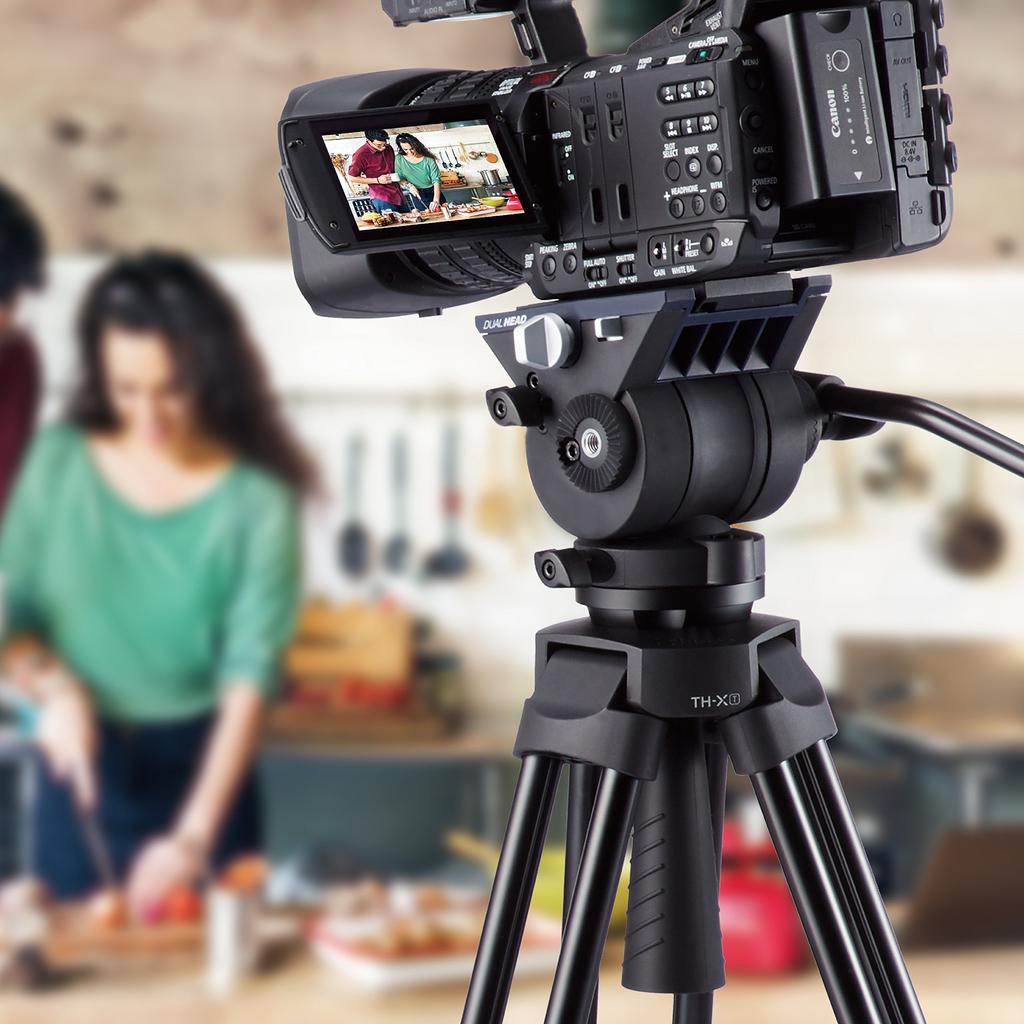 Система штатива с головкой Профессиональная модель начального уровня Съемная площадка Скользящая площадка Диаметр 65 мм Полусферическая головка Свободная головка Японский бренд Чехол в комплекте Видео