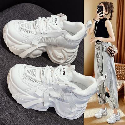 2025 весна и осень новые кроссовки для папы на платформе с увеличением высоты, взрывная модель интернет-знаменитости, повседневный универсальный модный стиль, женская обувь на шнуровке