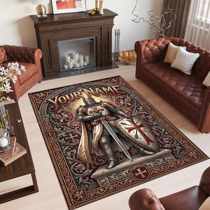 Portrait Man Theme Crystal Velvet Rug Personalized Custom Name Text Soft Floor Mat Home Decor