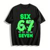Мультяшный принт с цифрой 67 Детские топы Милые футболки с графикой Шесть Семь Для мальчиков и девочек Футболка из чистого хлопка