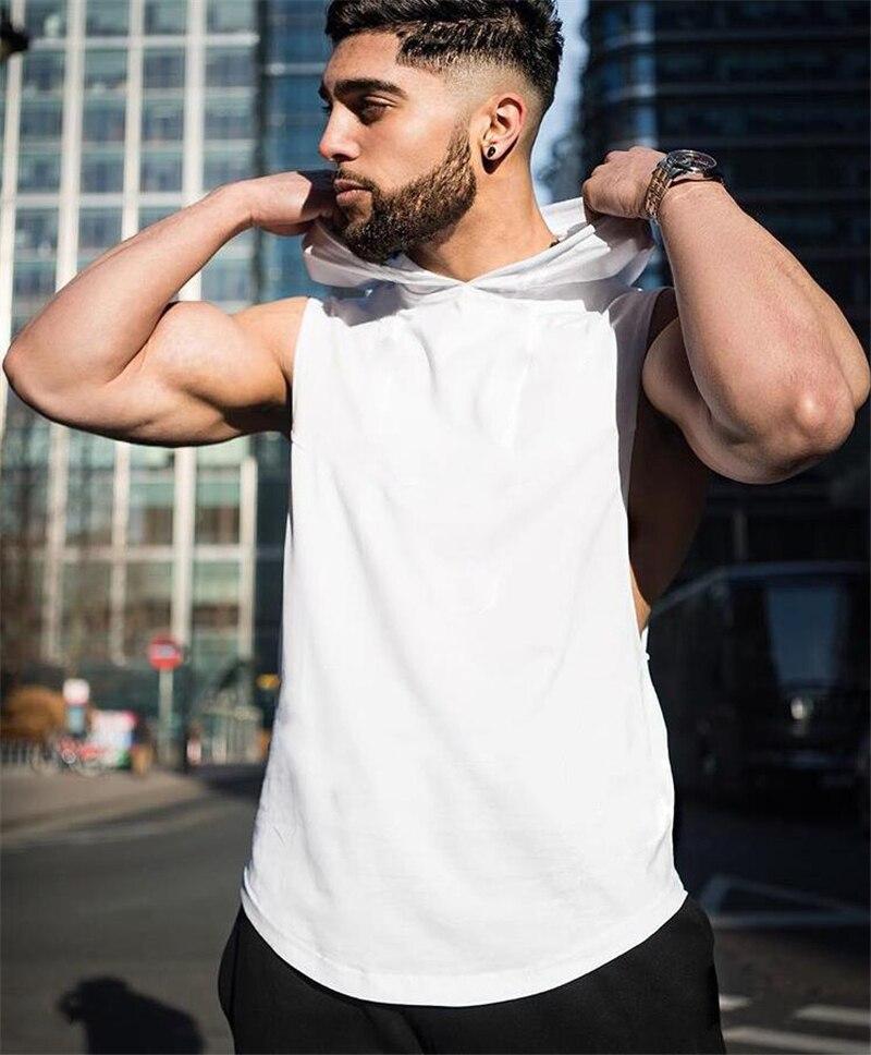 Muscleguys Свободный дышащий жилет с капюшоном для бодибилдеров, спортивные футболки без рукавов для бега