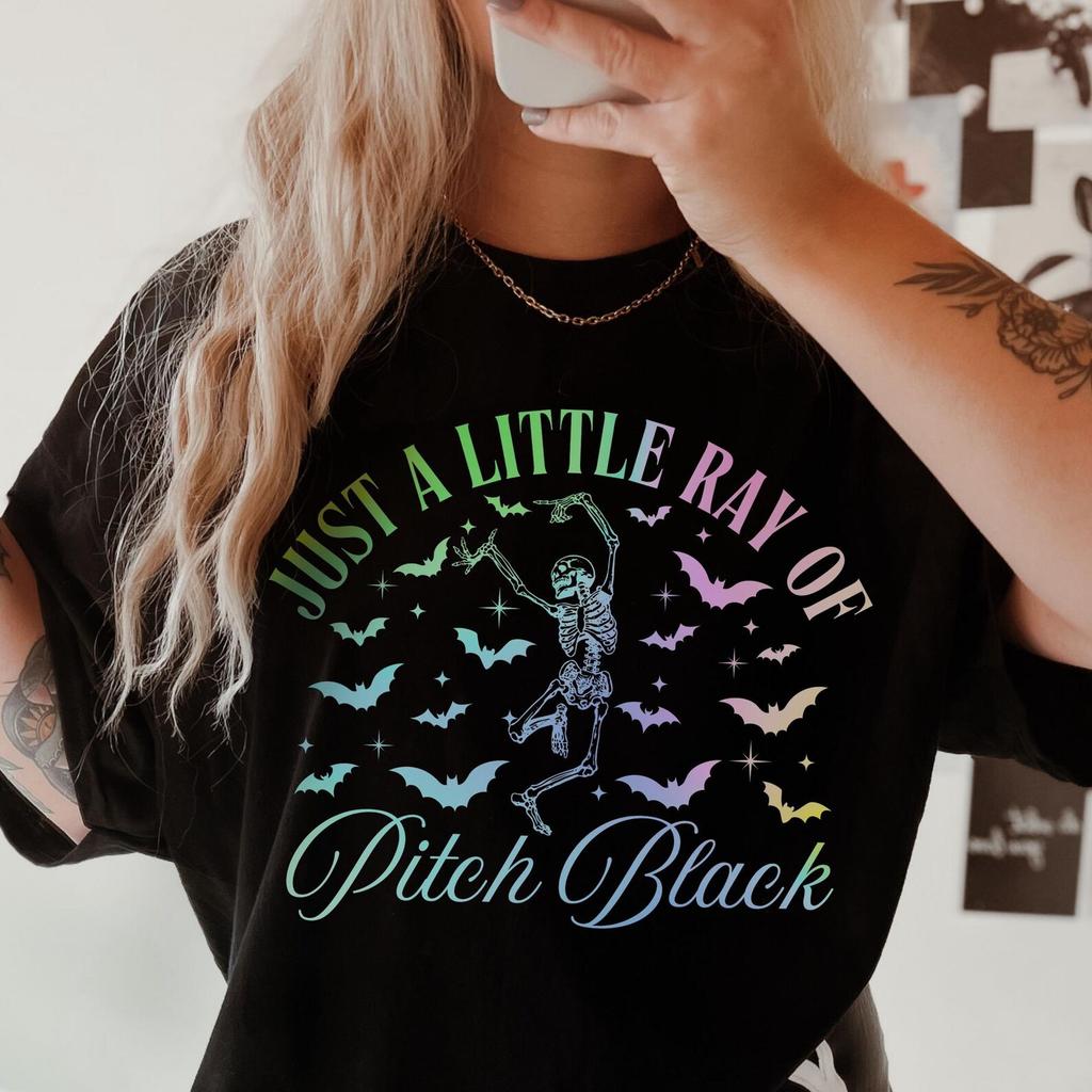 Comfort Colors Halloween Tee: Sarcastic Skeleton & Bats Gradient Shirt and kids tshirt