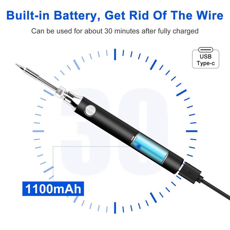 AD23-Cordless Soldering Iron Kit USB Rechargeable Portable Cordless Soldering Iron With 3PCS Soldering Tips Soldering Iron