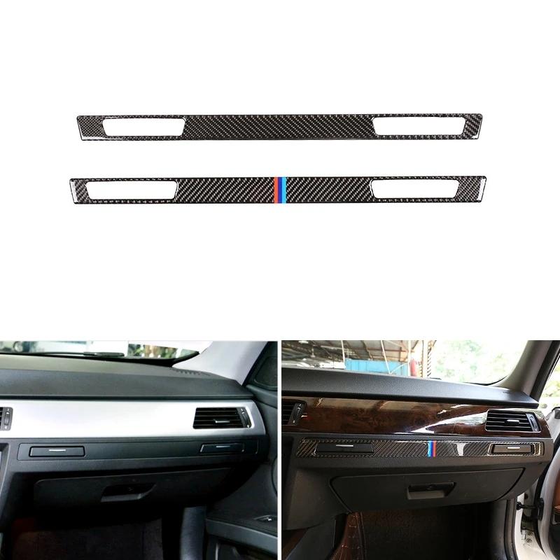 Real Carbon Fiber Center Control Copilot Water Cup Holder Panel Cover Trim For BMW E90 E92 E93 2005 2006 - 2009 2010 2011