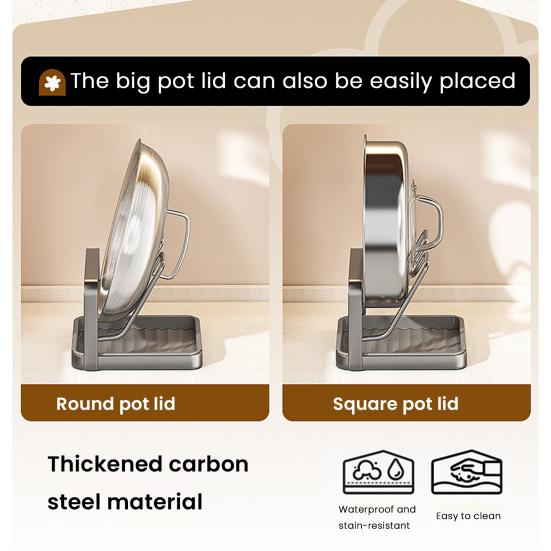 Держатель для крышек с поддоном для слива, U-образная конструкция канавки, углеродистая сталь, кухонный органайзер для посуды, поддон для капель, подставка для крышек