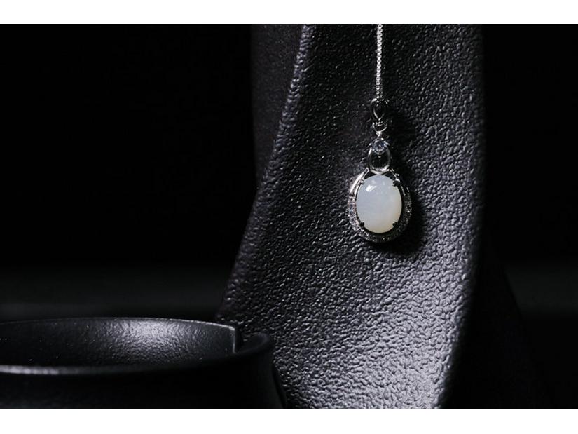 Сертифицированная натуральная подвеска-ожерелье из белого нефрита Хэтянь с инкрустацией из стерлингового серебра 925 пробы для женщин