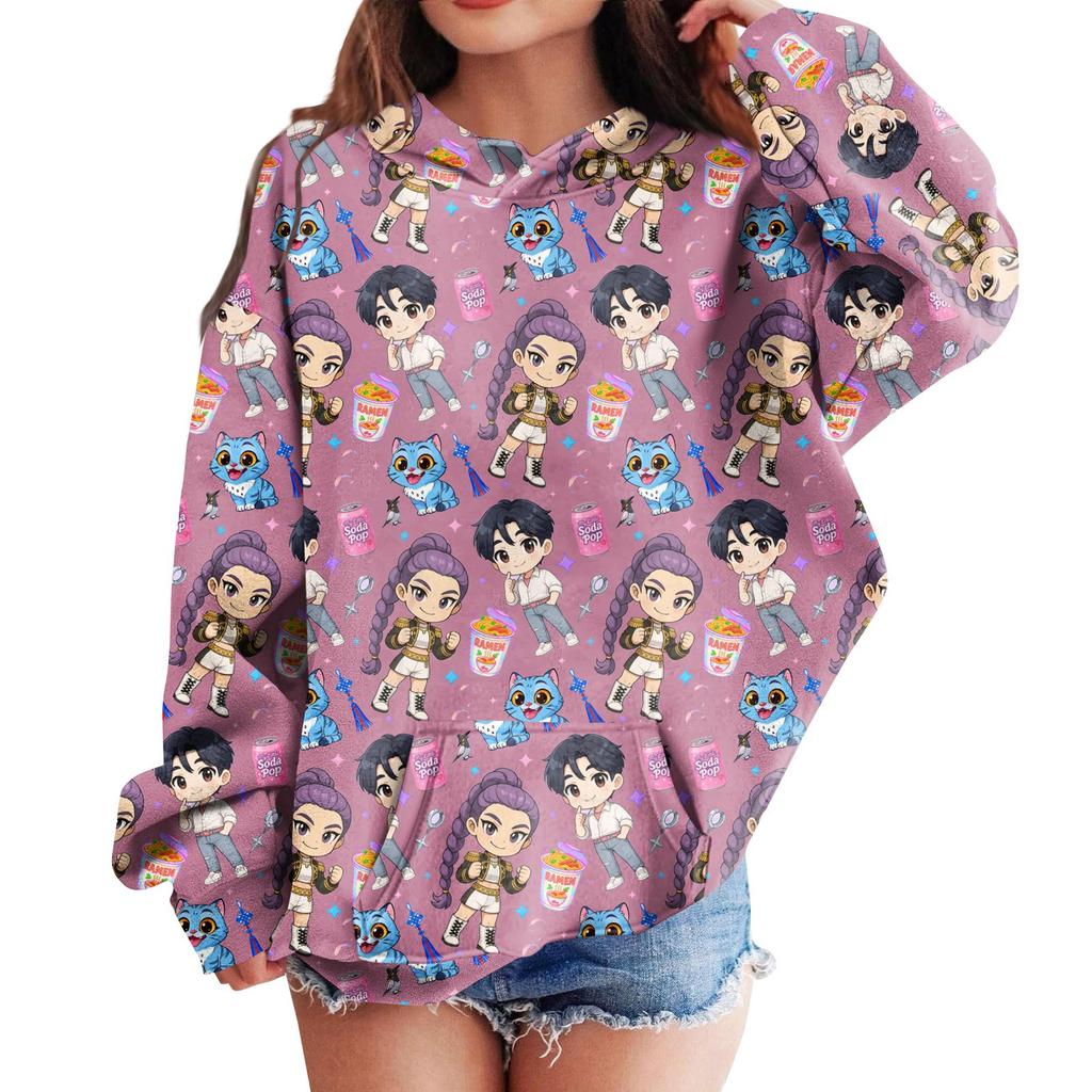 Sweatshirts For Teen Girls Hoodies Long Sleeve Drawstring Pullover Cute Printed Hoodie Top