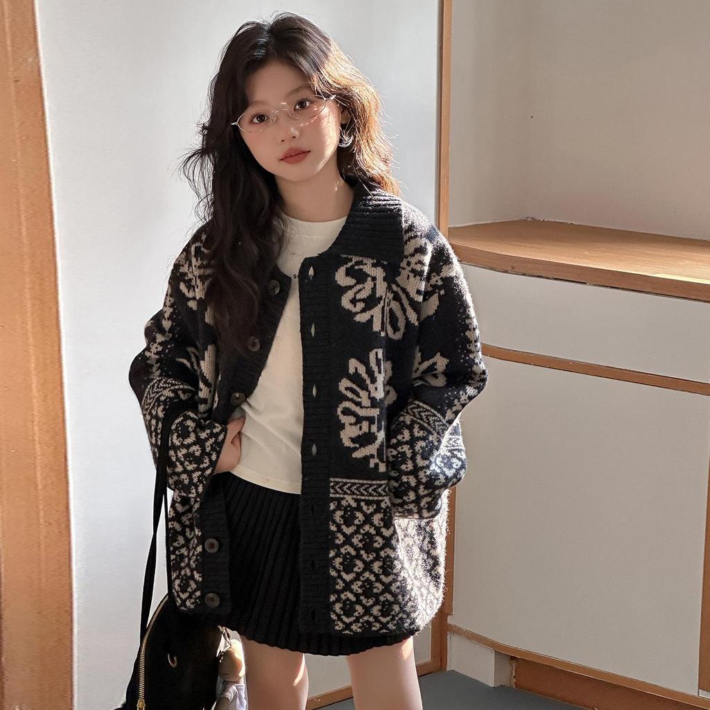 Кардиган жаккардовый с узором Fair Isle для девочек - Мода Осень-Зима 2025