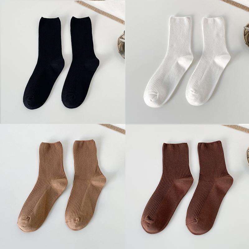 1/3/4/6 пар женских однотонных носков средней длины весна и осень корейская версия универсальные носки-гольфы Ins трендовые спортивные носки