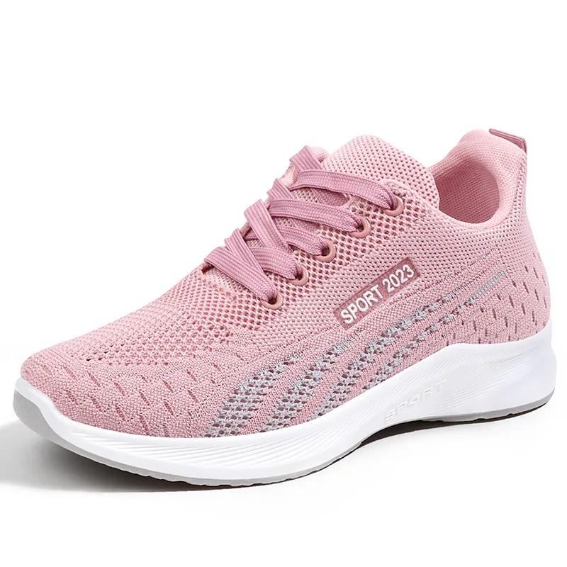 2024 Women's Running Shoes Ladies Breathable Sneakers Summer Light Mesh Air Cushion Sports Shoes Outdoor Lace Up Training Shoes