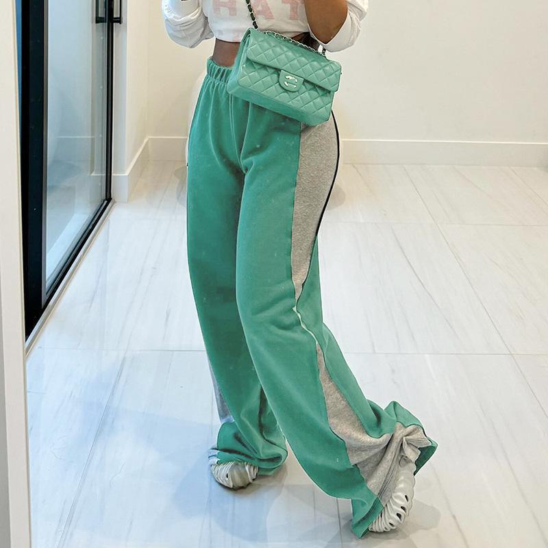 Женские брюки с цветными блоками Спортивные штаны для бега Спортивные брюки с высокой талией Повседневные женские прямые брюки